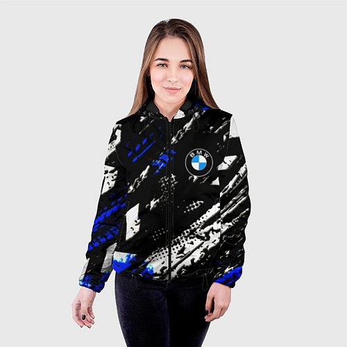 Женская куртка BMW stripes color auto sport / 3D-Черный – фото 4