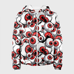 Куртка с капюшоном женская Красные глазные яблоки, цвет: 3D-белый