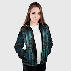 Куртка с капюшоном женская Синий шелк с золотой лепниной, цвет: 3D-черный — фото 2