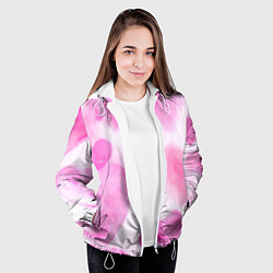 Куртка с капюшоном женская Розовые сердечки акварель, цвет: 3D-белый — фото 2