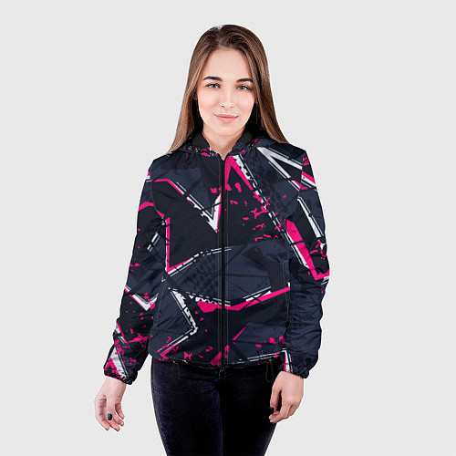 Женская куртка Графические зигзаги / 3D-Черный – фото 4