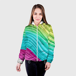 Куртка с капюшоном женская Волнистая абстракция градиент, цвет: 3D-белый — фото 2