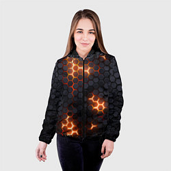 Куртка с капюшоном женская Неоновый желтый, цвет: 3D-черный — фото 2