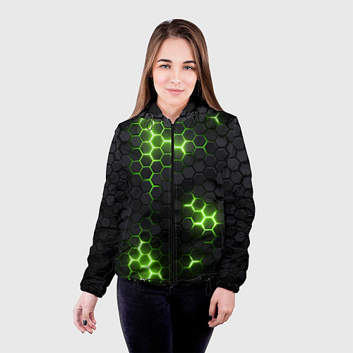 Женская куртка Неоновый зеленый / 3D-Черный – фото 4