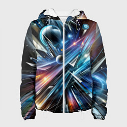 Куртка с капюшоном женская Космос - футуризм, цвет: 3D-белый