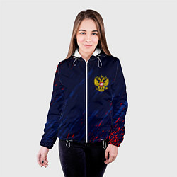 Куртка с капюшоном женская Россия краски текстура, цвет: 3D-белый — фото 2