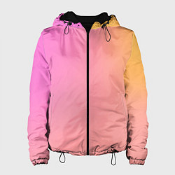 Куртка с капюшоном женская Розово-желтый градиент, цвет: 3D-черный