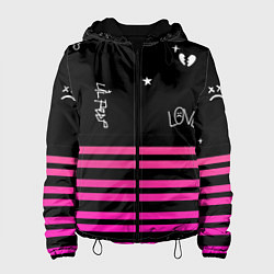 Куртка с капюшоном женская Lil Peep розовые полосы, цвет: 3D-черный