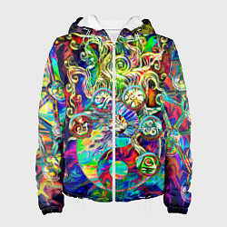 Куртка с капюшоном женская Знаковые пузырьки, цвет: 3D-белый