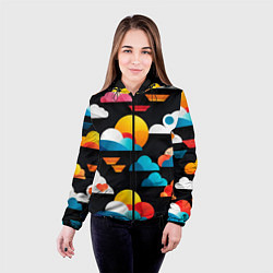 Куртка с капюшоном женская Цветные облака в черном небе, цвет: 3D-черный — фото 2