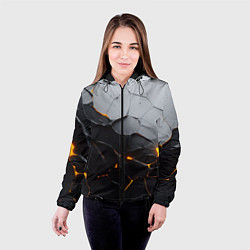 Куртка с капюшоном женская Неоновые трещины, цвет: 3D-черный — фото 2