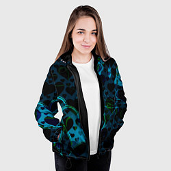 Куртка с капюшоном женская Сердечки узоры, цвет: 3D-черный — фото 2