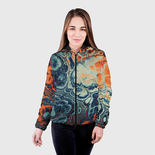 Женская куртка Абстрактный разноцветный узор / 3D-Черный – фото 4