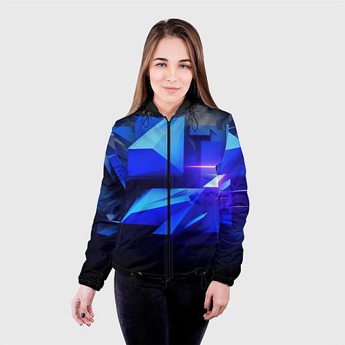 Женская куртка Black blue background abstract / 3D-Черный – фото 4