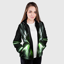 Куртка с капюшоном женская Зеленый луч, цвет: 3D-черный — фото 2