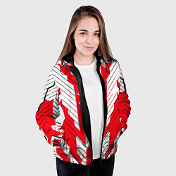 Куртка с капюшоном женская Красно-белая броня, цвет: 3D-черный — фото 2