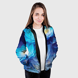Куртка с капюшоном женская Волшебные цветы блестящие, цвет: 3D-черный — фото 2