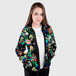 Куртка с капюшоном женская Майнкрафт персонажи, цвет: 3D-черный — фото 2