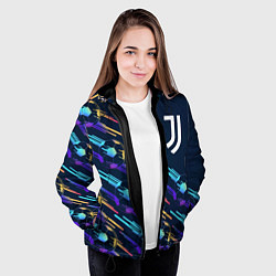 Куртка с капюшоном женская Juventus градиентные мячи, цвет: 3D-черный — фото 2