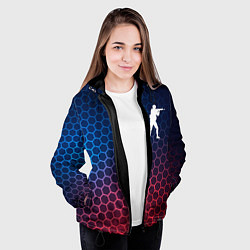 Куртка с капюшоном женская Counter Strike неоновые соты, цвет: 3D-черный — фото 2