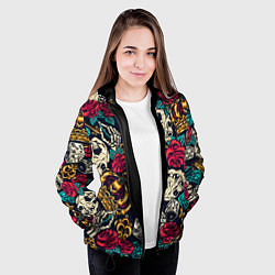 Куртка с капюшоном женская Tattoo dice skull, цвет: 3D-черный — фото 2