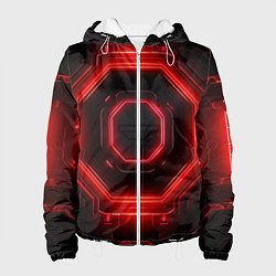Куртка с капюшоном женская Nvidia style black and red neon, цвет: 3D-белый