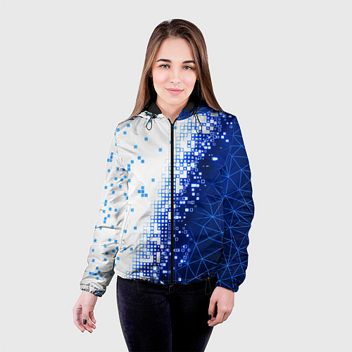 Женская куртка Поврежденный цифровой скин / 3D-Черный – фото 4