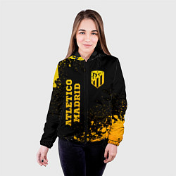 Куртка с капюшоном женская Atletico Madrid - gold gradient вертикально, цвет: 3D-черный — фото 2