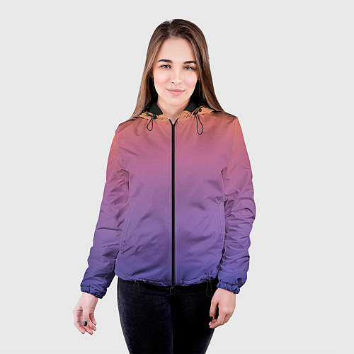 Женская куртка Градиент закатное небо желтый фиолетовый / 3D-Черный – фото 4
