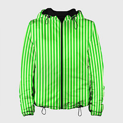 Куртка с капюшоном женская Полосатый салатовый, цвет: 3D-черный