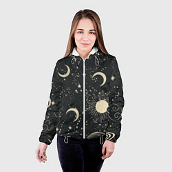 Куртка с капюшоном женская Звёздная карта с лунами и солнцем, цвет: 3D-белый — фото 2
