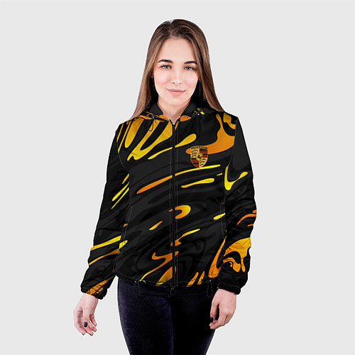 Женская куртка Porsche - Желтые разводы / 3D-Черный – фото 4