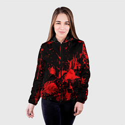 Куртка с капюшоном женская Брызги крови паттерн, цвет: 3D-черный — фото 2