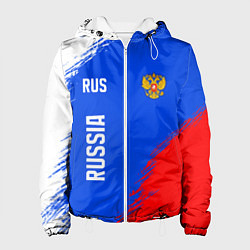 Куртка с капюшоном женская Триколор и герб России, цвет: 3D-белый