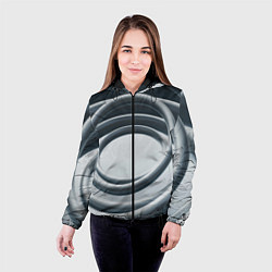 Куртка с капюшоном женская Серые кольца, цвет: 3D-черный — фото 2