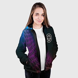 Куртка с капюшоном женская Leicester City футбольная сетка, цвет: 3D-черный — фото 2