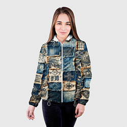 Куртка с капюшоном женская Татуировки на дениме, цвет: 3D-белый — фото 2