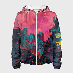Женская куртка Абстрактный город в неоновых цветах
