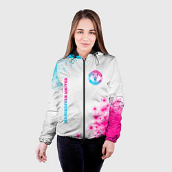 Куртка с капюшоном женская Manchester United neon gradient style вертикально, цвет: 3D-черный — фото 2