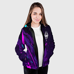 Куртка с капюшоном женская Skyrim neon gaming, цвет: 3D-черный — фото 2