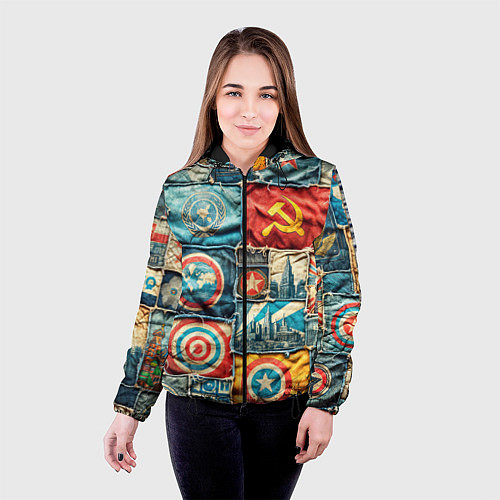 Женская куртка Пэчворк джинсы в СССР / 3D-Черный – фото 4