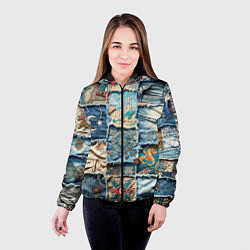 Куртка с капюшоном женская Пэчворк из Турции, цвет: 3D-черный — фото 2