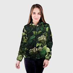 Куртка с капюшоном женская Черепа в поле цветов, цвет: 3D-черный — фото 2