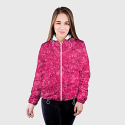 Куртка с капюшоном женская Яркий розовый абстракция, цвет: 3D-белый — фото 2