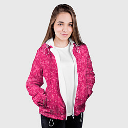 Куртка с капюшоном женская Яркий розовый абстракция, цвет: 3D-белый — фото 2