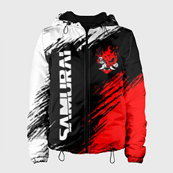 Куртка с капюшоном женская Самурай лого - киберпанк 2077, цвет: 3D-черный