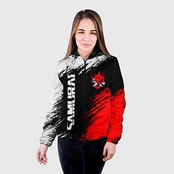 Куртка с капюшоном женская Самурай лого - киберпанк 2077, цвет: 3D-черный — фото 2