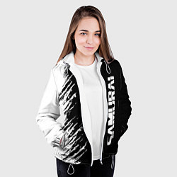 Куртка с капюшоном женская Самурай штрихи - киберпанк 2077, цвет: 3D-белый — фото 2