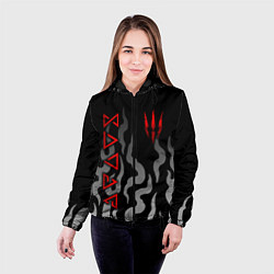 Куртка с капюшоном женская Ведьмак- языки пламени, цвет: 3D-черный — фото 2