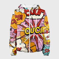 Куртка с капюшоном женская Oops-boom: комикс бум, цвет: 3D-белый